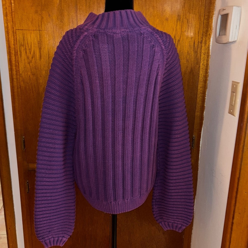 NWT FREE PEOPLE Glowing Orchid Purple Women's Sweetheart Sweater SZ LARGE - Picture 6 of 11
